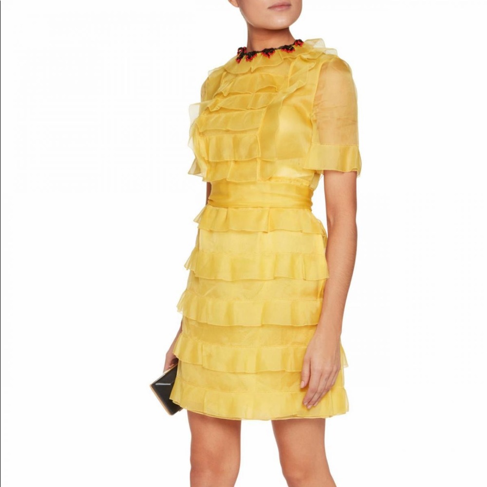 Valentino Tiered embellished silk-georgette dress